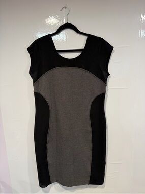 Black and Gray Colorblock Scuba Athleta Sheath Dress